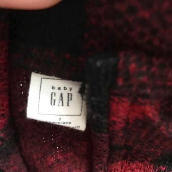BABygap red/black buffalo plaid half zip sweater EUC 3T - Picture 4 of 5